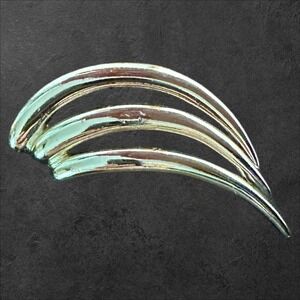 Piscitelli Brooch Gold Tone Ribbed Crescent Vintage USA Pin